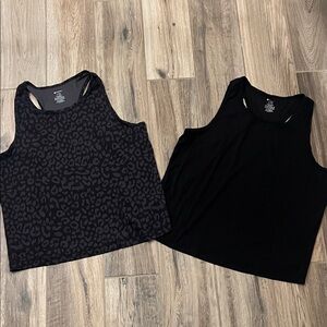 Women's Black / Leopard Print Tank Tops